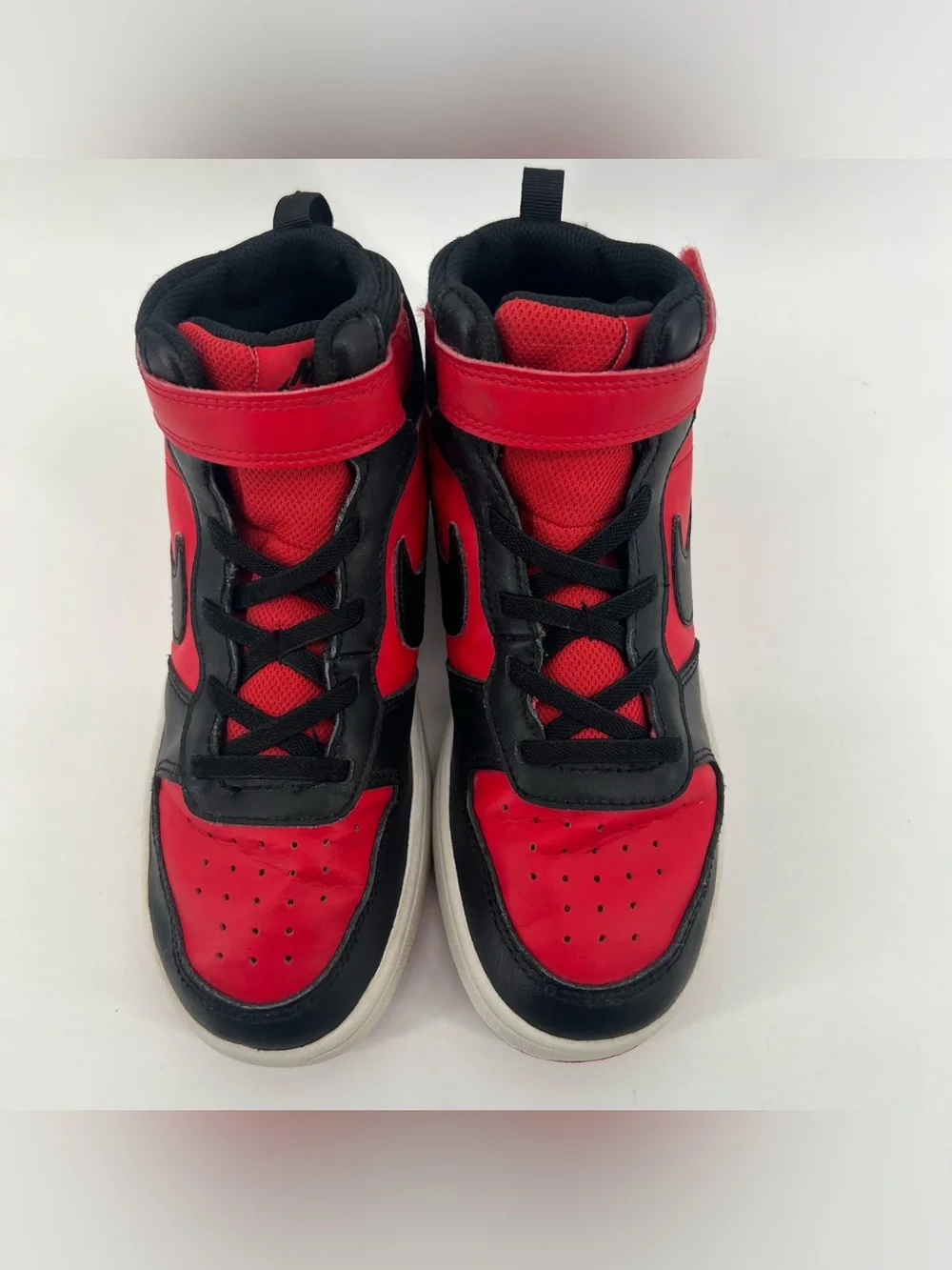 Nike Court Borough Mid 2 Sneakers Youth Sz 3Y Black Red Leather Shoes CD7783-003